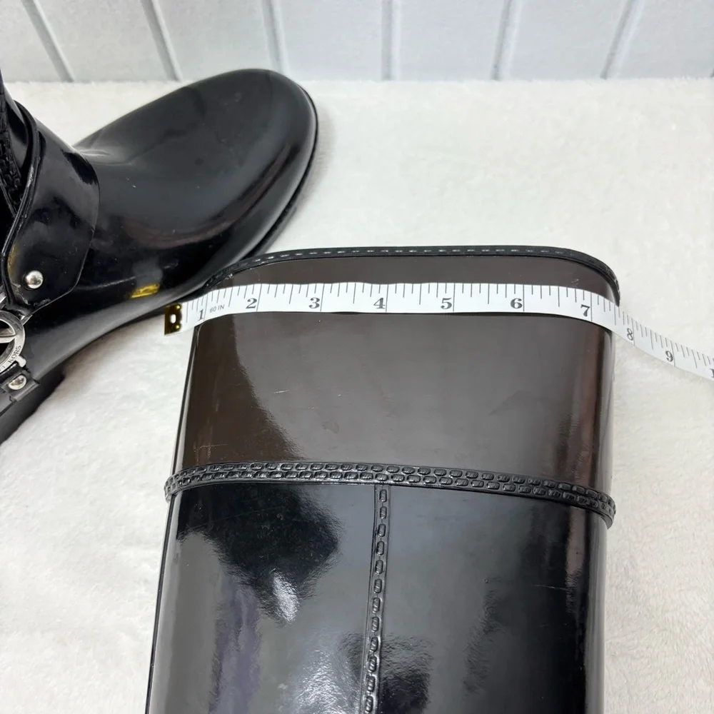 Michael Kors Fulton Tall Rain Boots Black‎ and brownSize 8
